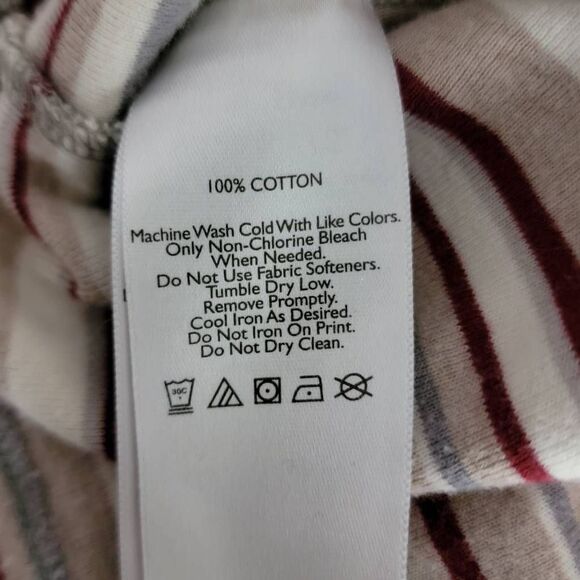 Eddie Bauer XXL Red Gray Beige Striped Long Sleeve Tee Shirt - Picture 5 of 5